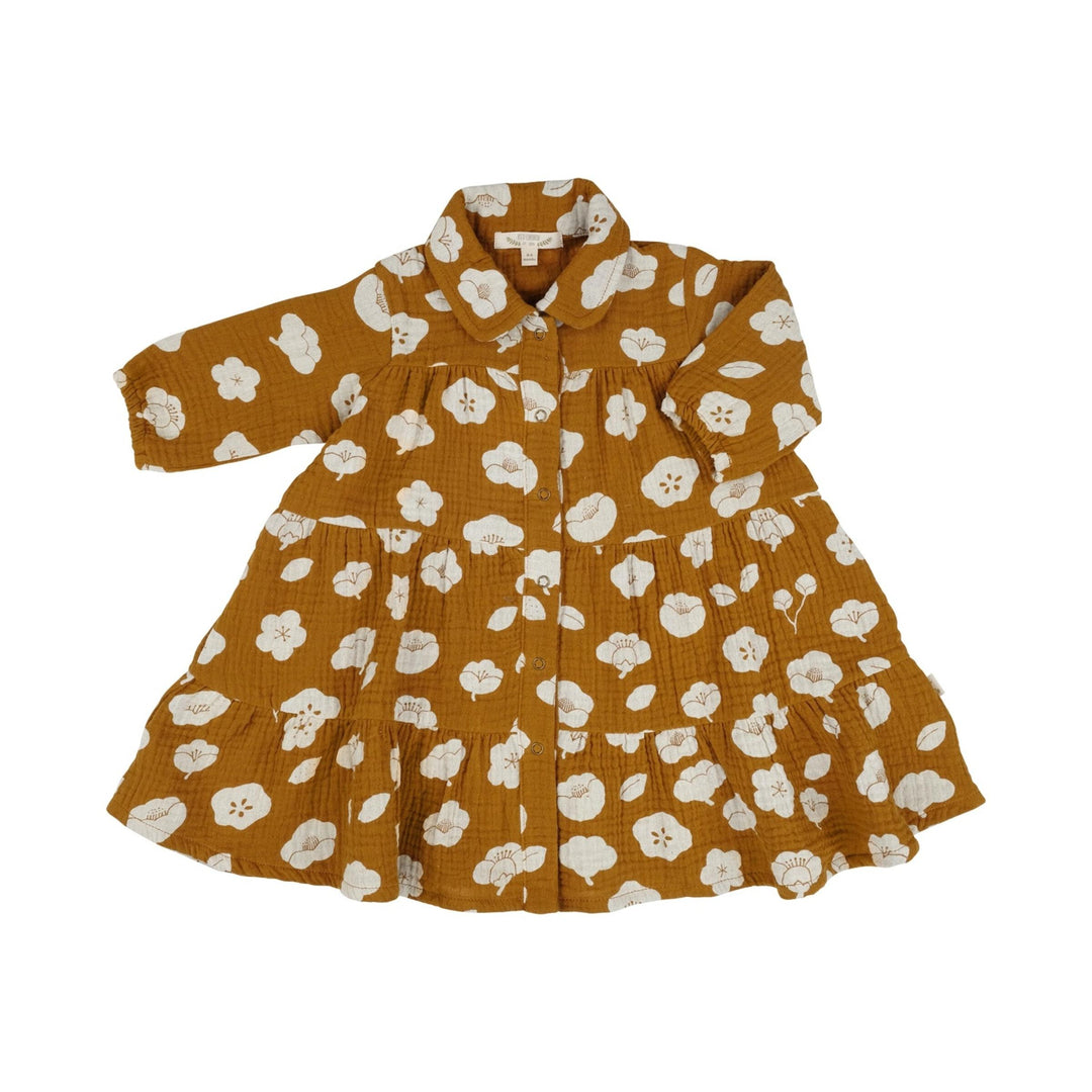 Muslin Dress, Plums in Bloom - Curry