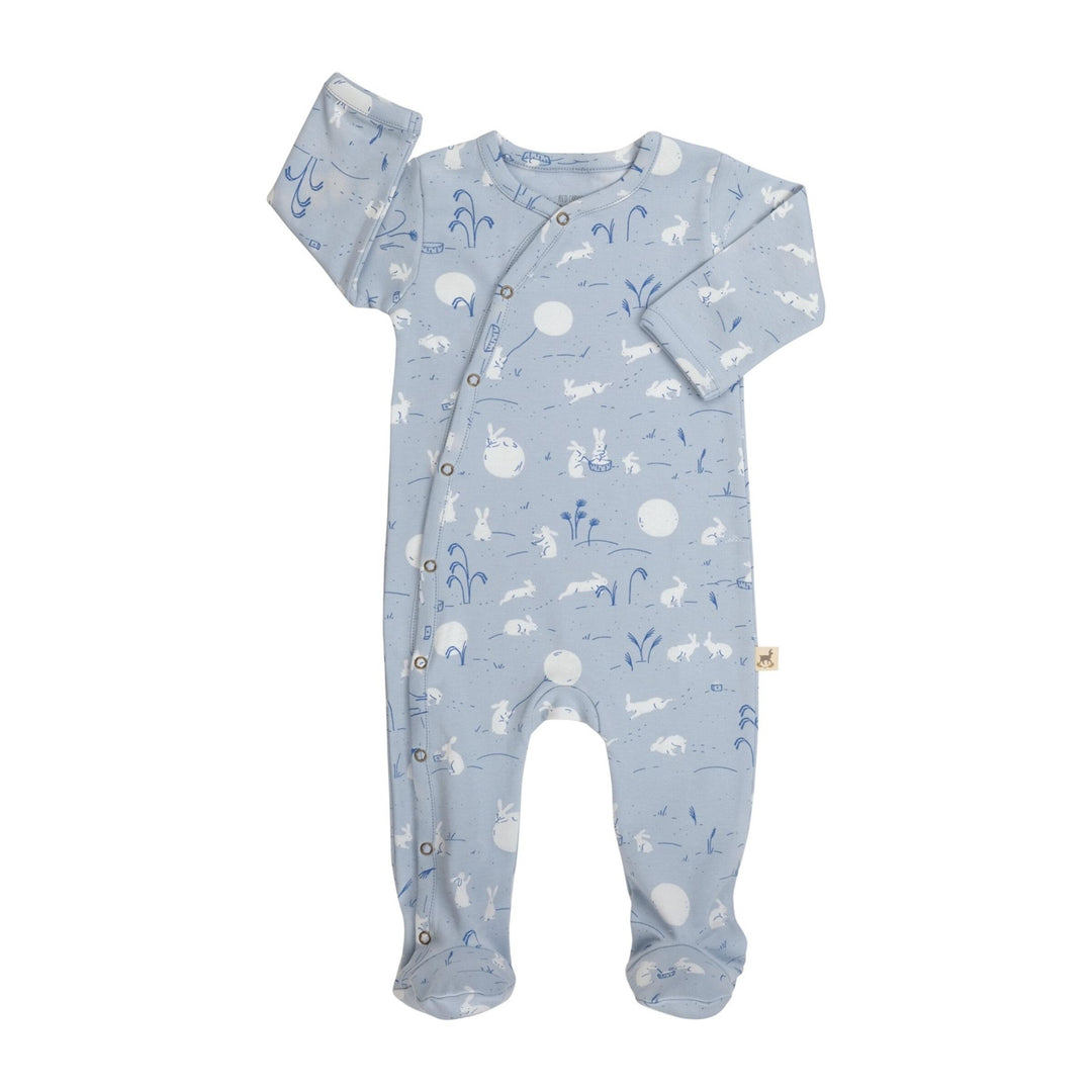 Footed Jumpsuit, Hares - Celestial Blue
