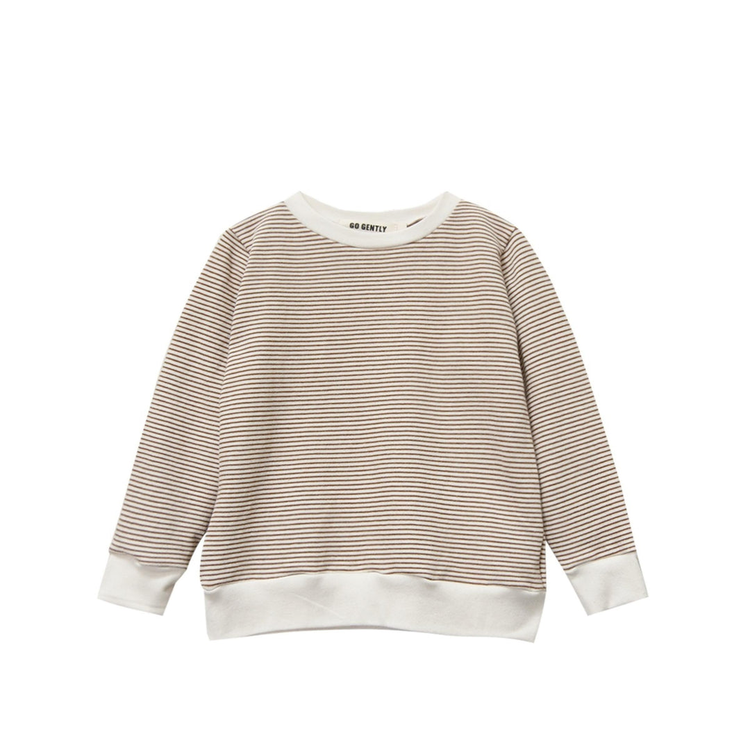 Baby French Terry Crewneck, Mustard Stripe