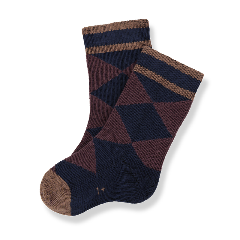 Jeppe Intarsia Socks, Dark-Blue