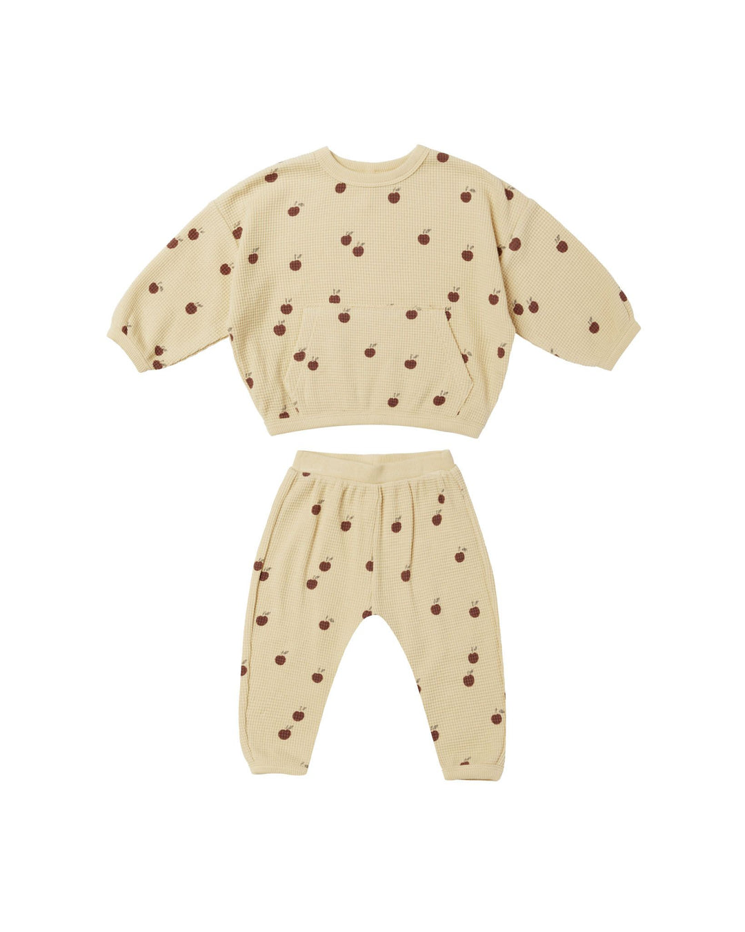 Waffle Sweater + Pant Set, Apples