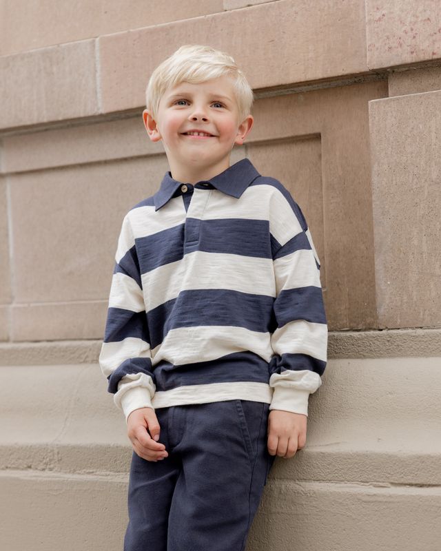Rugby Polo, Navy Stripe