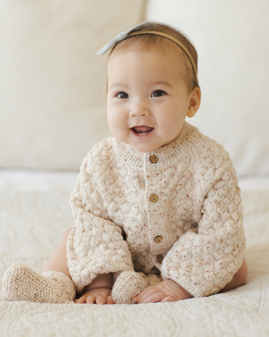 Bubble Knit Cardigan, Natural Confetti