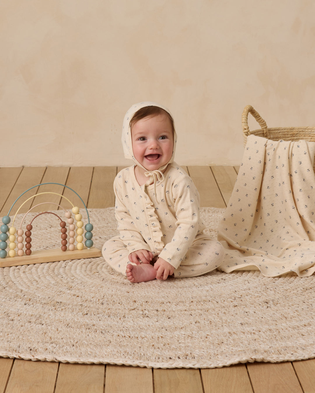 Ruffle Jumpsuit, Blue Ditsy