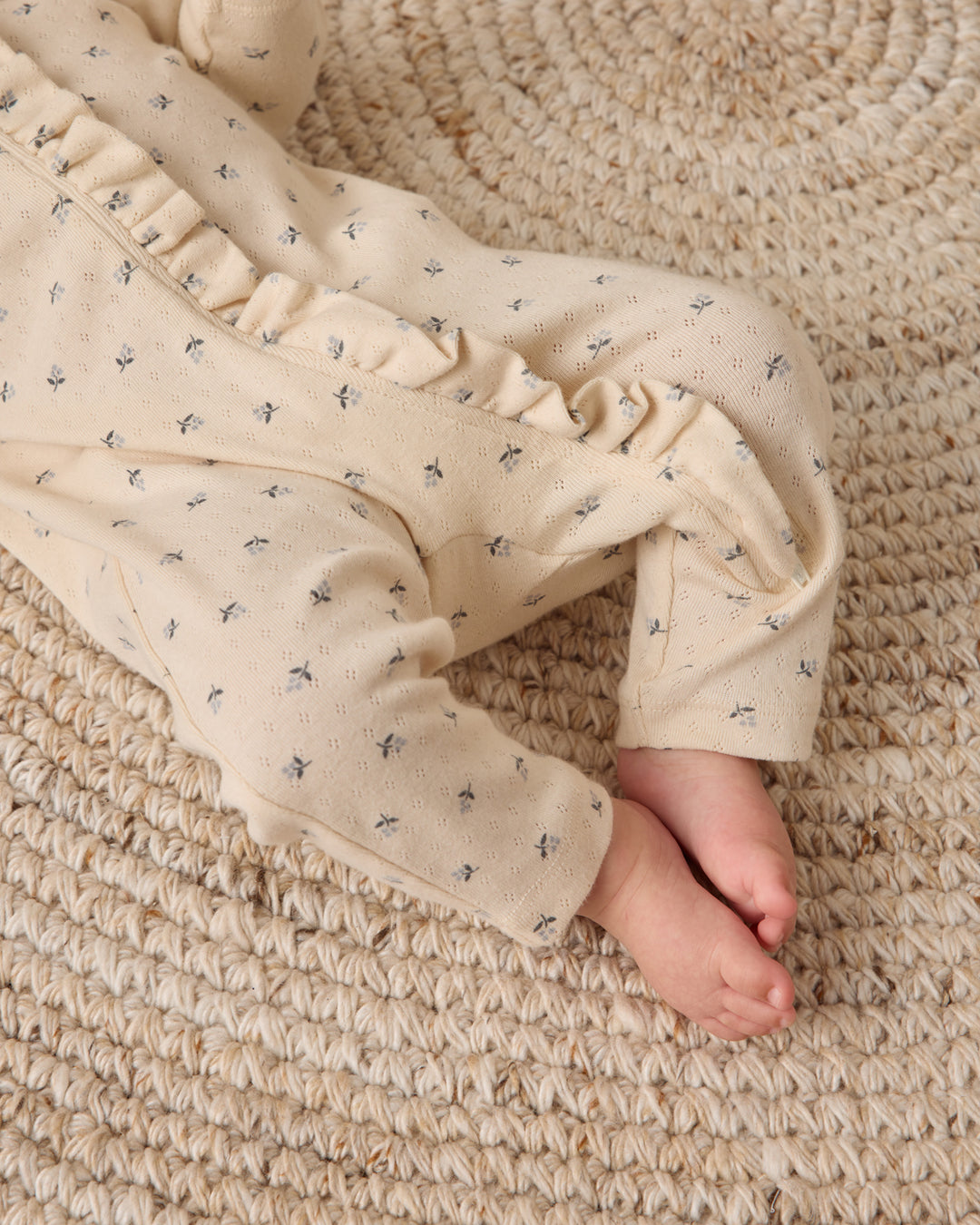 Ruffle Jumpsuit, Blue Ditsy