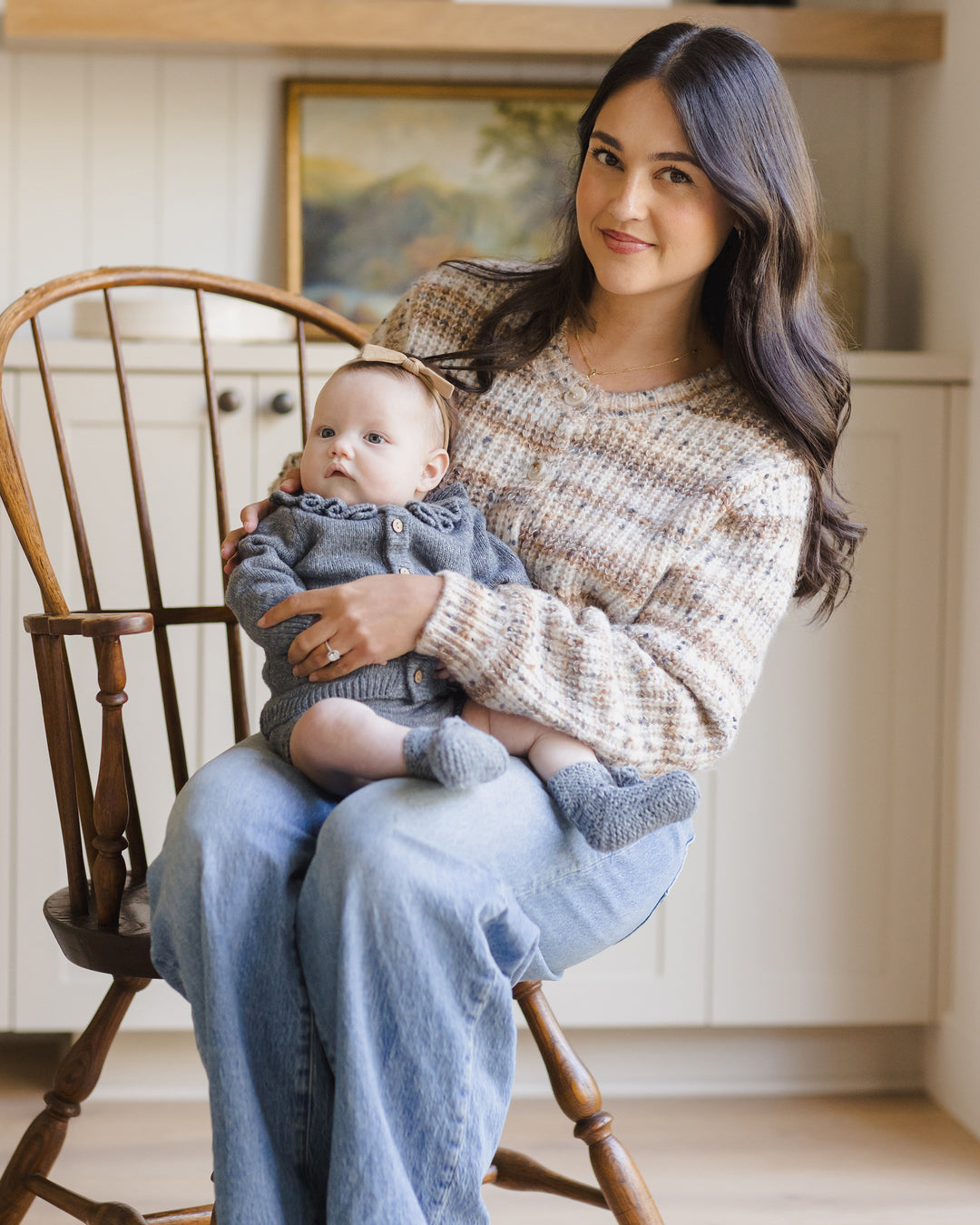 Ruffle Collar Cardigan, Ocean