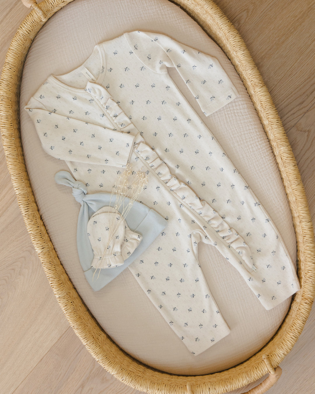 Ruffle Jumpsuit, Blue Ditsy