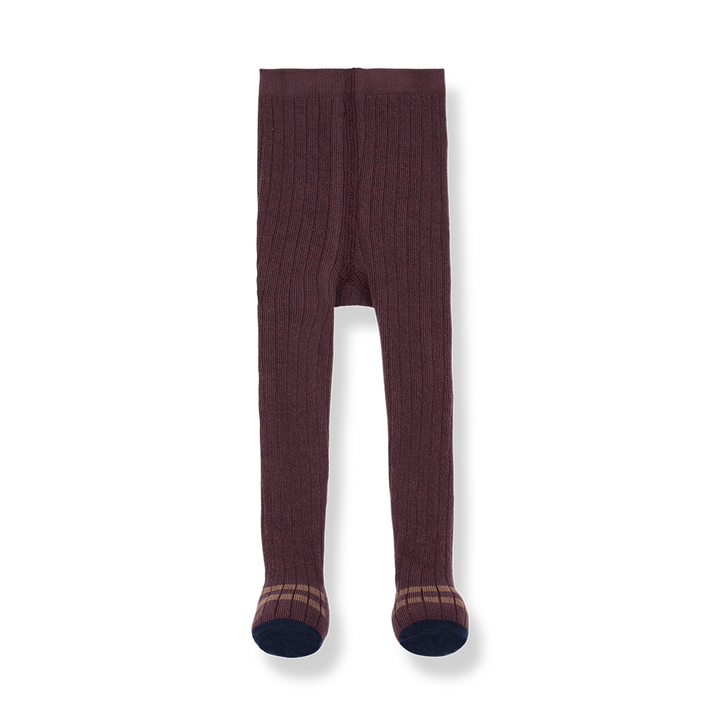 Sally Ribbed Plain Tights, Melanzana