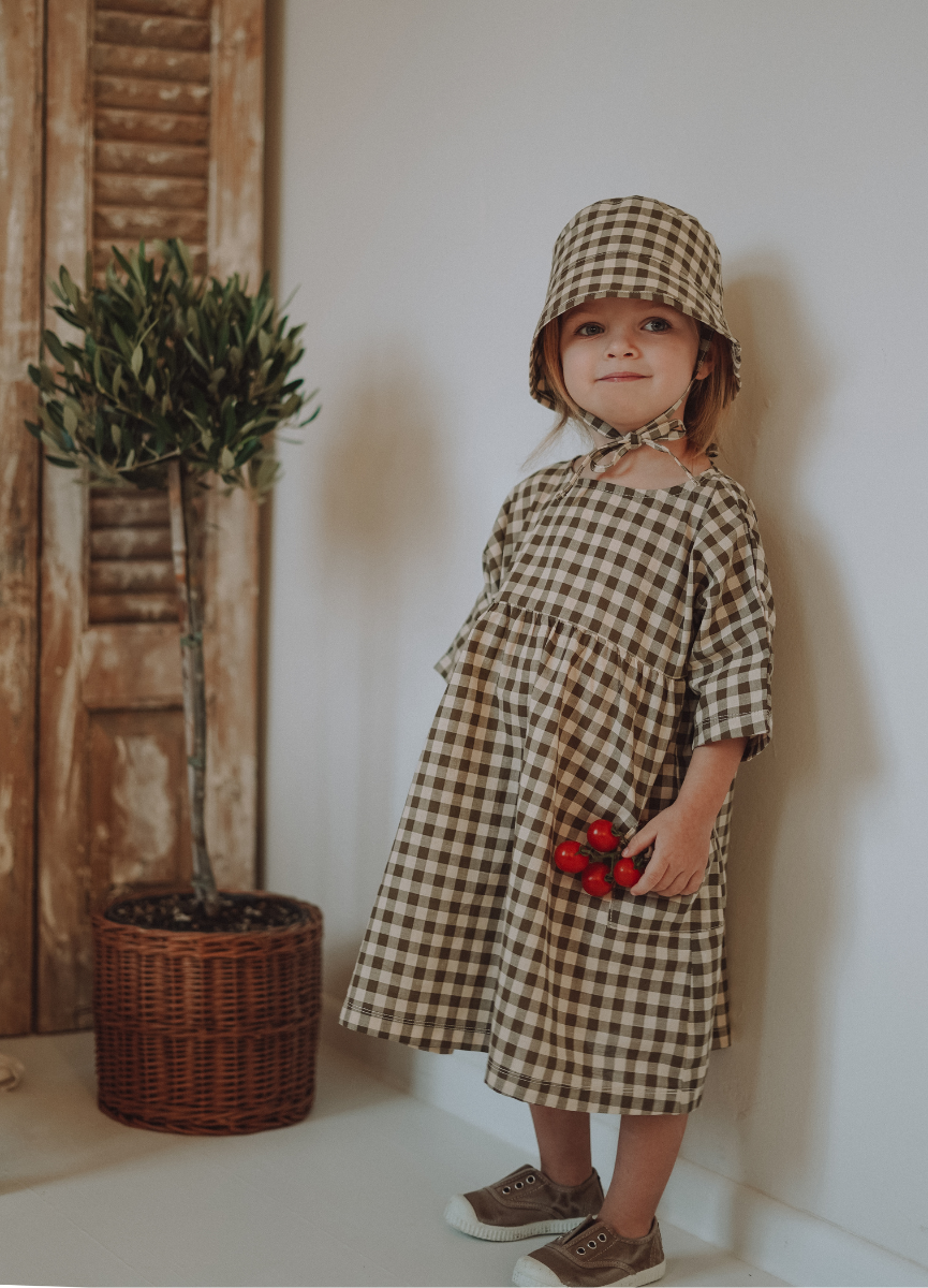 Bella Dress, Olive Gingham