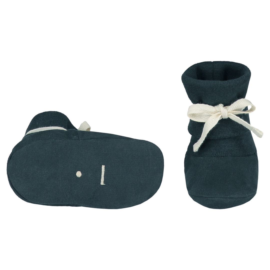 Gray Label Baby Ribbed Booties, Blue Grey