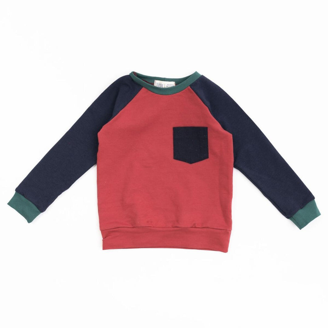 Raglan Pullover, Currant + Midnight