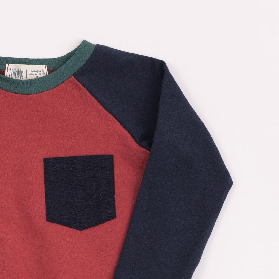 Raglan Pullover, Currant + Midnight