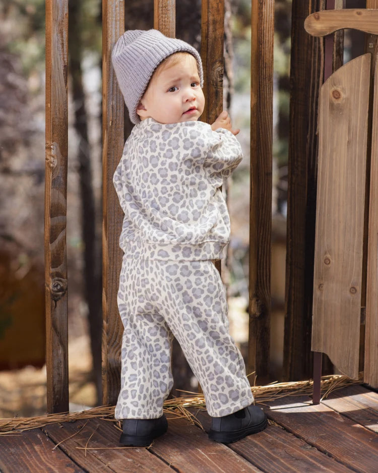 Oversized Sweatshirt, Blue Leopard