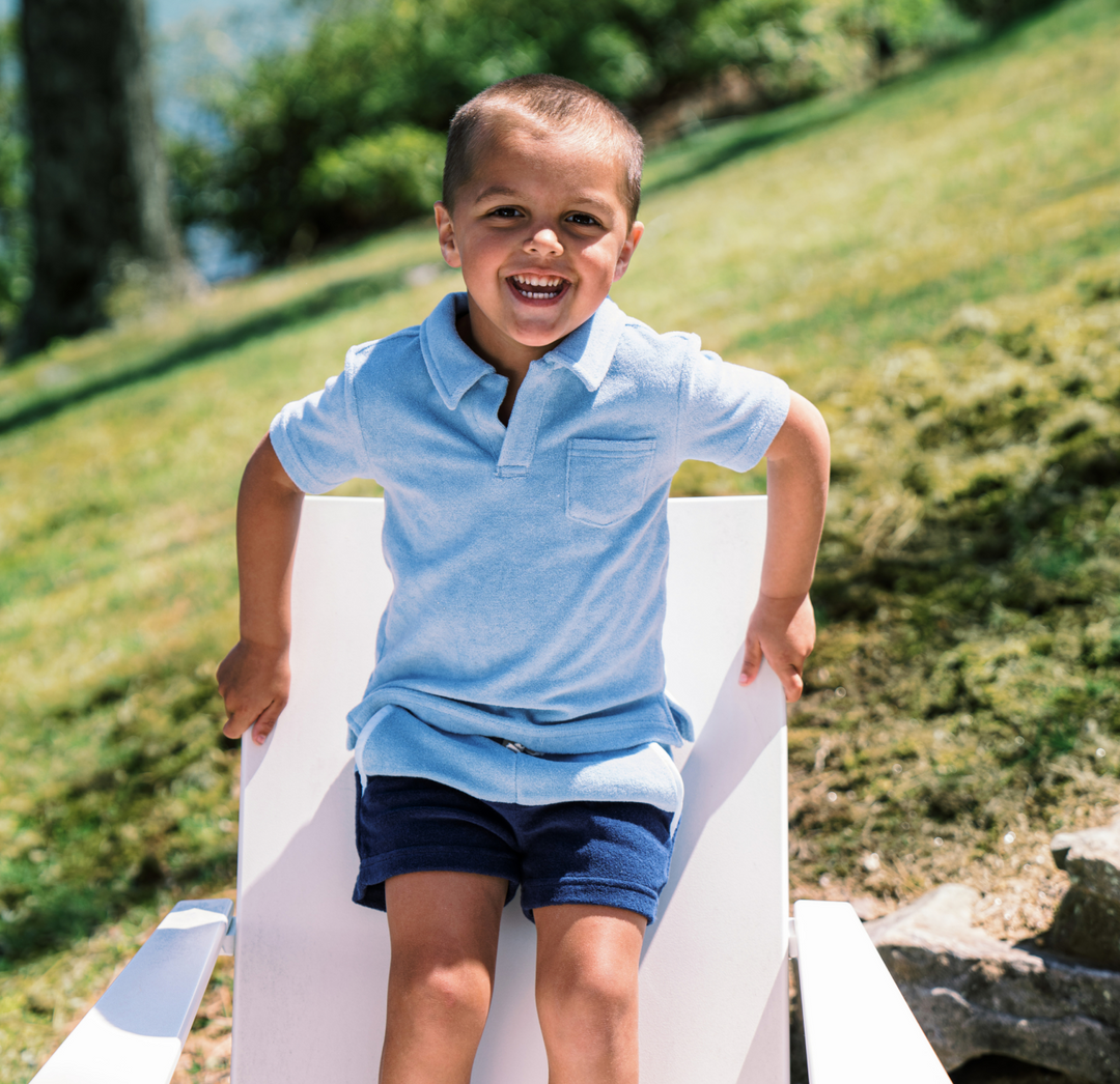 Polo Shirt, Freshwater Blue French Terry