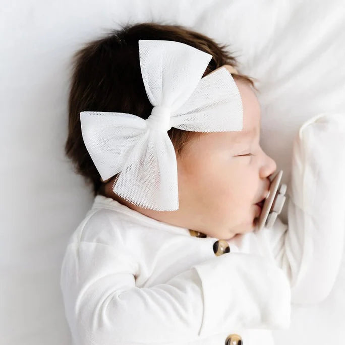 Bow Headband - Tulle, White