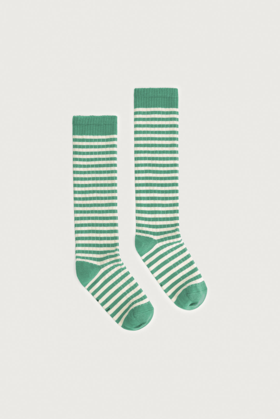 Long Ribbed Socks, Bright Green/Cream