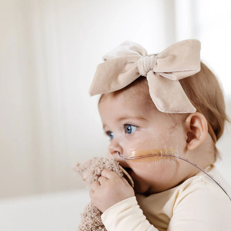 Bow Headband - Velvet, Latte