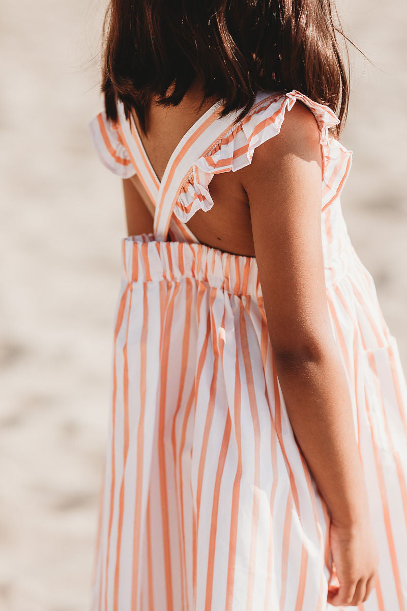 Pinafore Dress, Calypso Coral Stripe