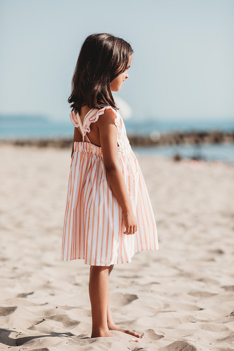 Pinafore Dress, Calypso Coral Stripe