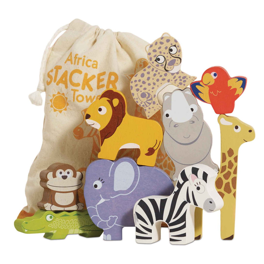 African Safari Stacking Animals & Bag
