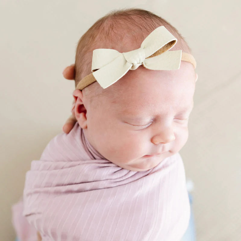 Bow Headband - Leather, Ivory
