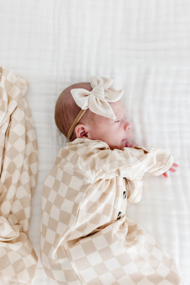 Bow Headband - Velvet, Latte