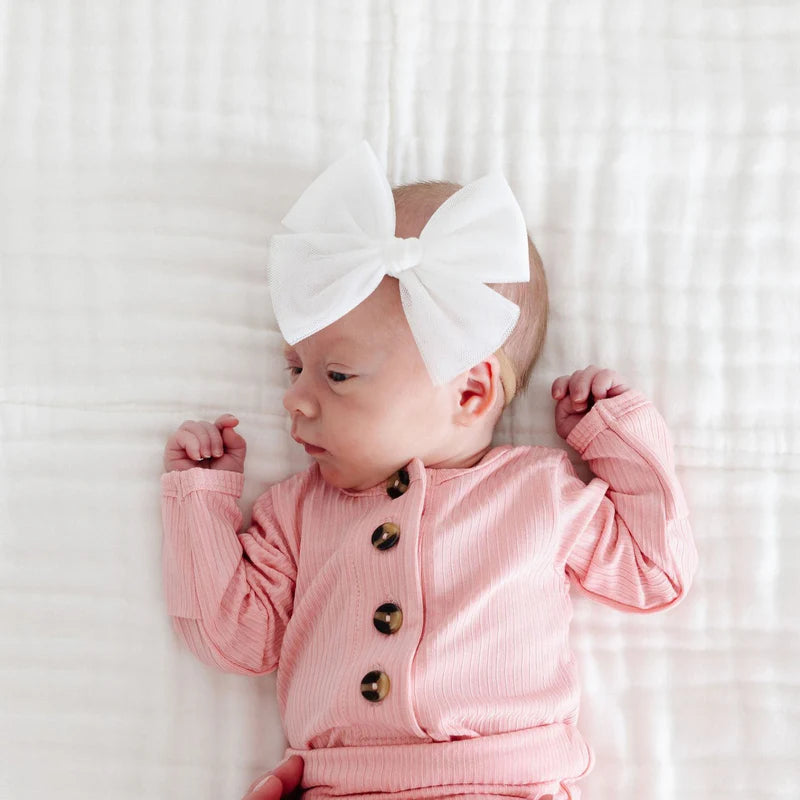 Bow Headband - Tulle, White