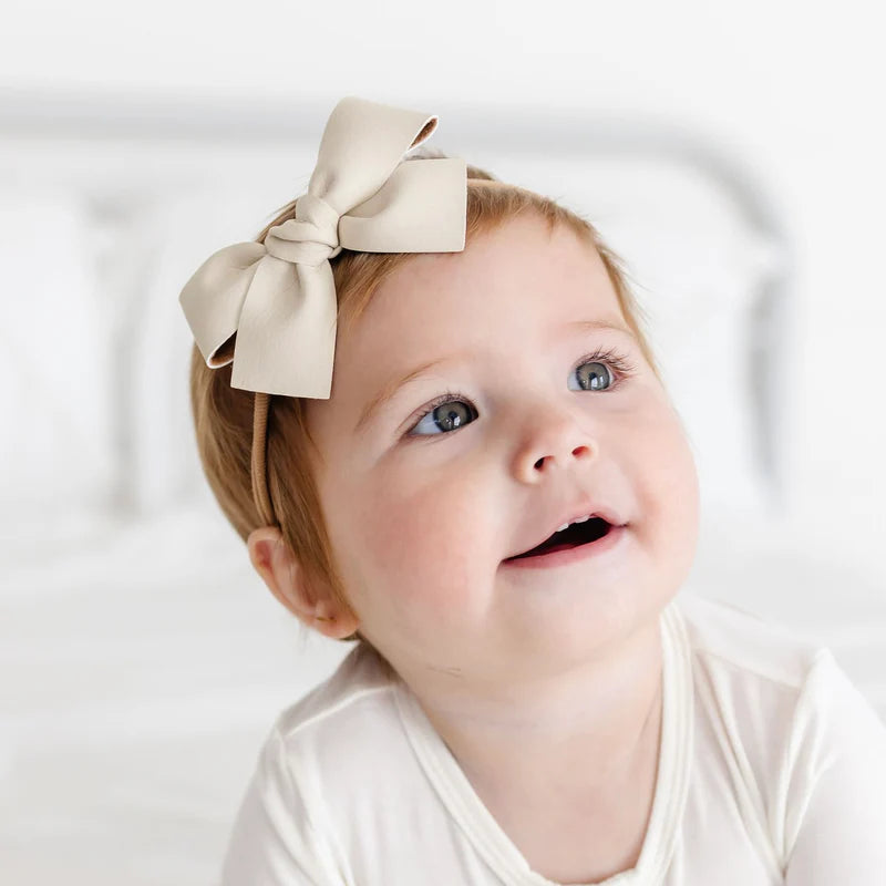 Bow Headband - Leather, Ivory