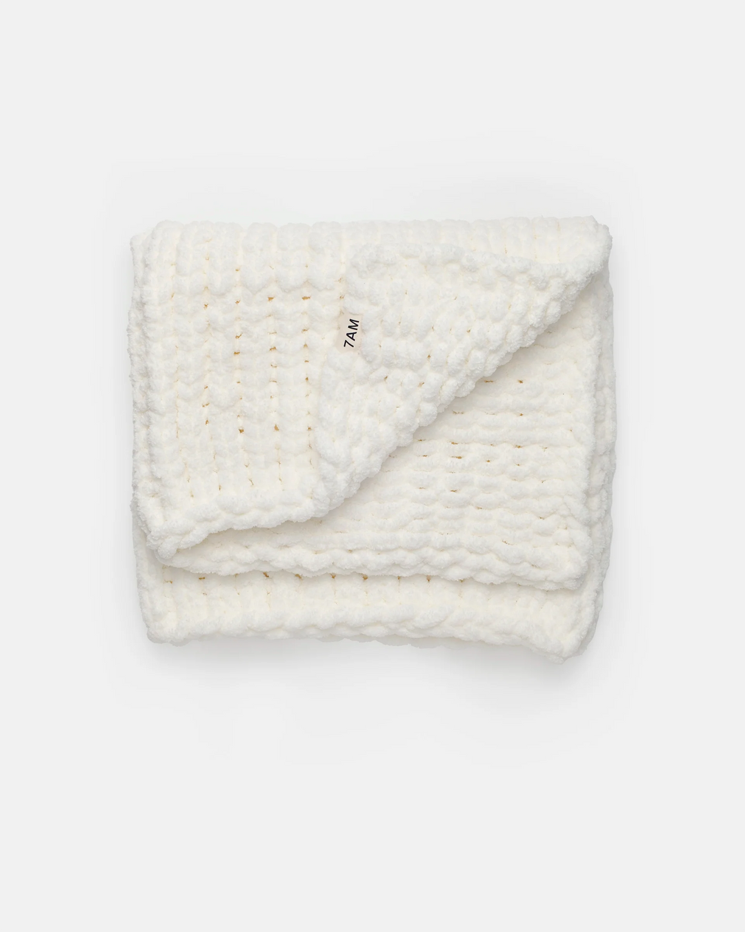 Hand-Knit Throw - Chenille, Ecru