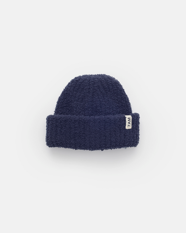 Ribbed Beanie - Fuzzy, Navy