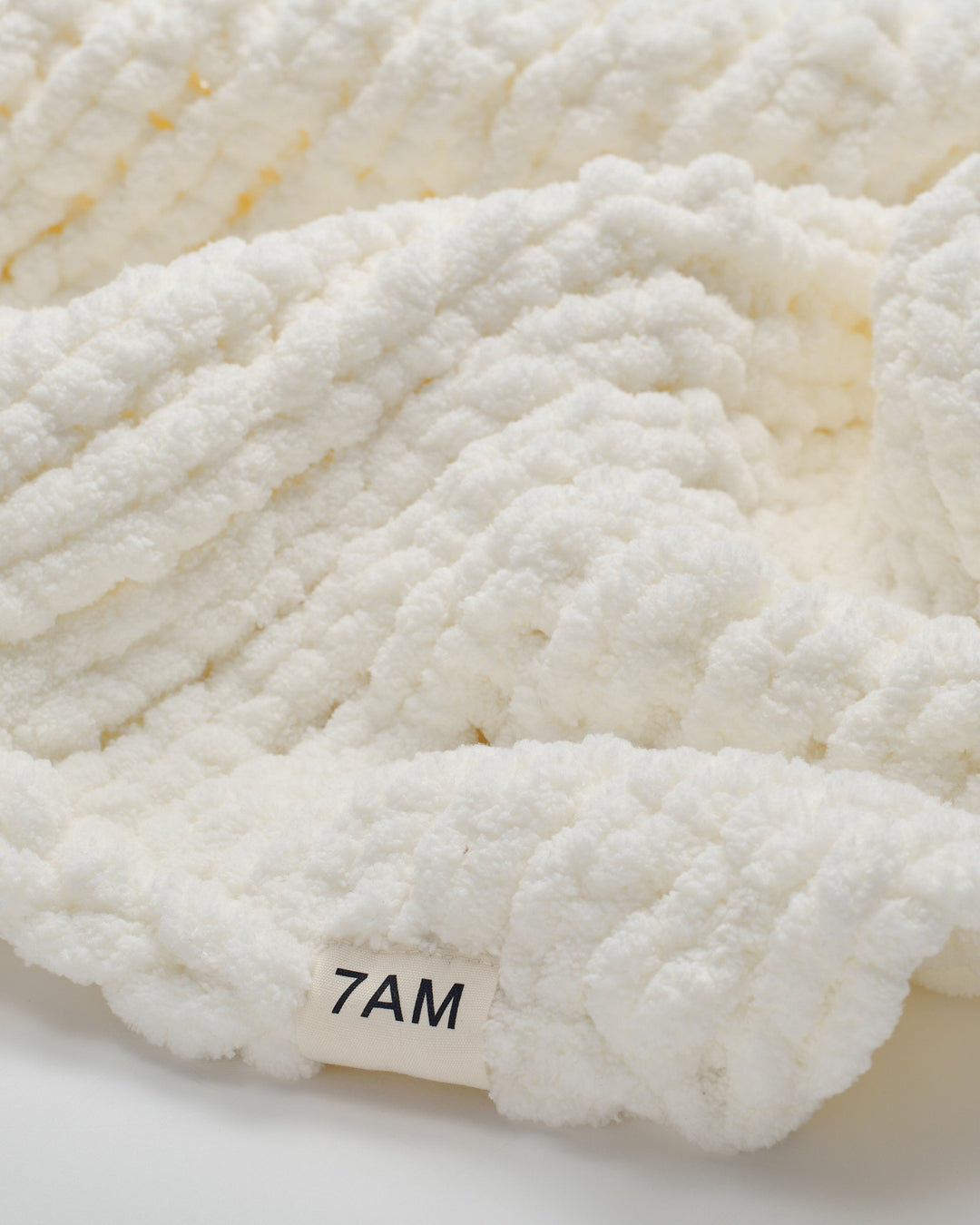Hand-Knit Throw - Chenille, Ecru