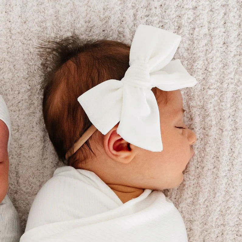 Bow Headband - Velvet, Ivory