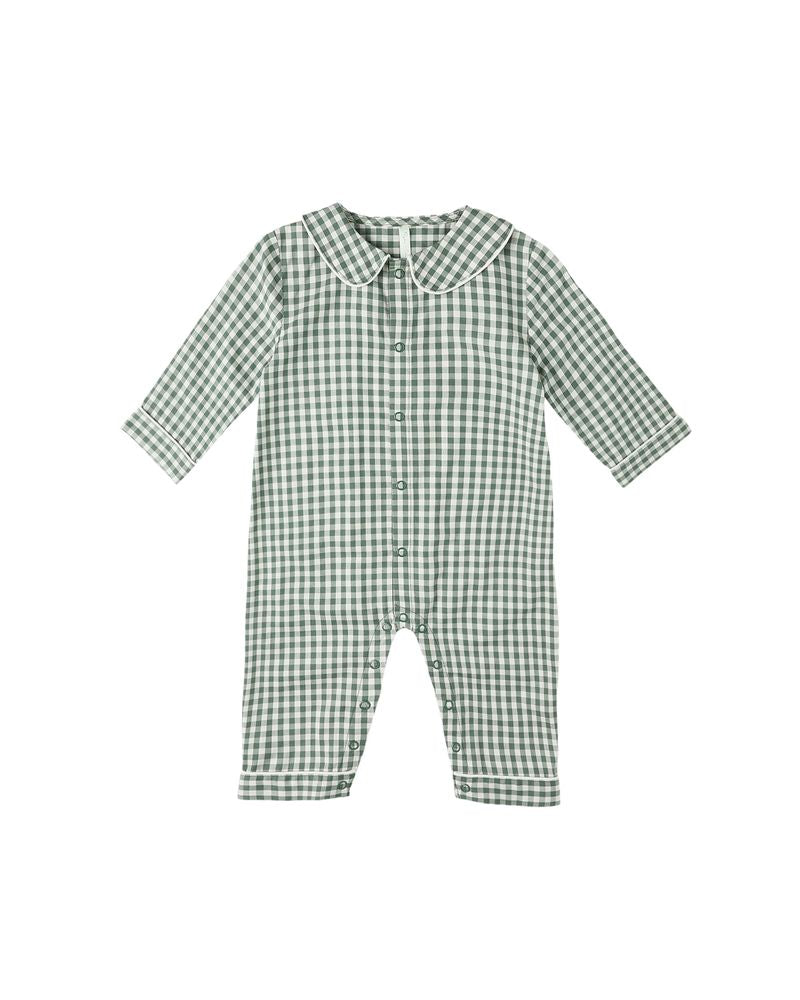 Pajama Romper, Evergreen Gingham