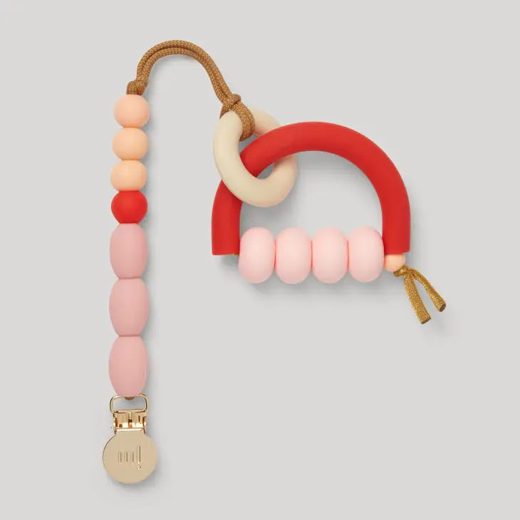 Arch Ring Teether + Clip Set, Rose