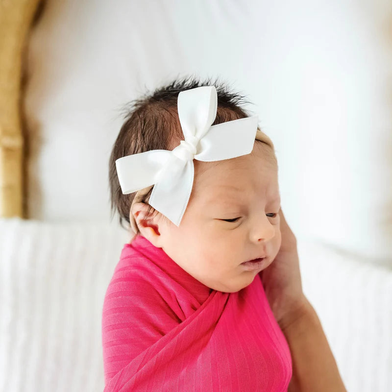 Bow Headband - Satin, White