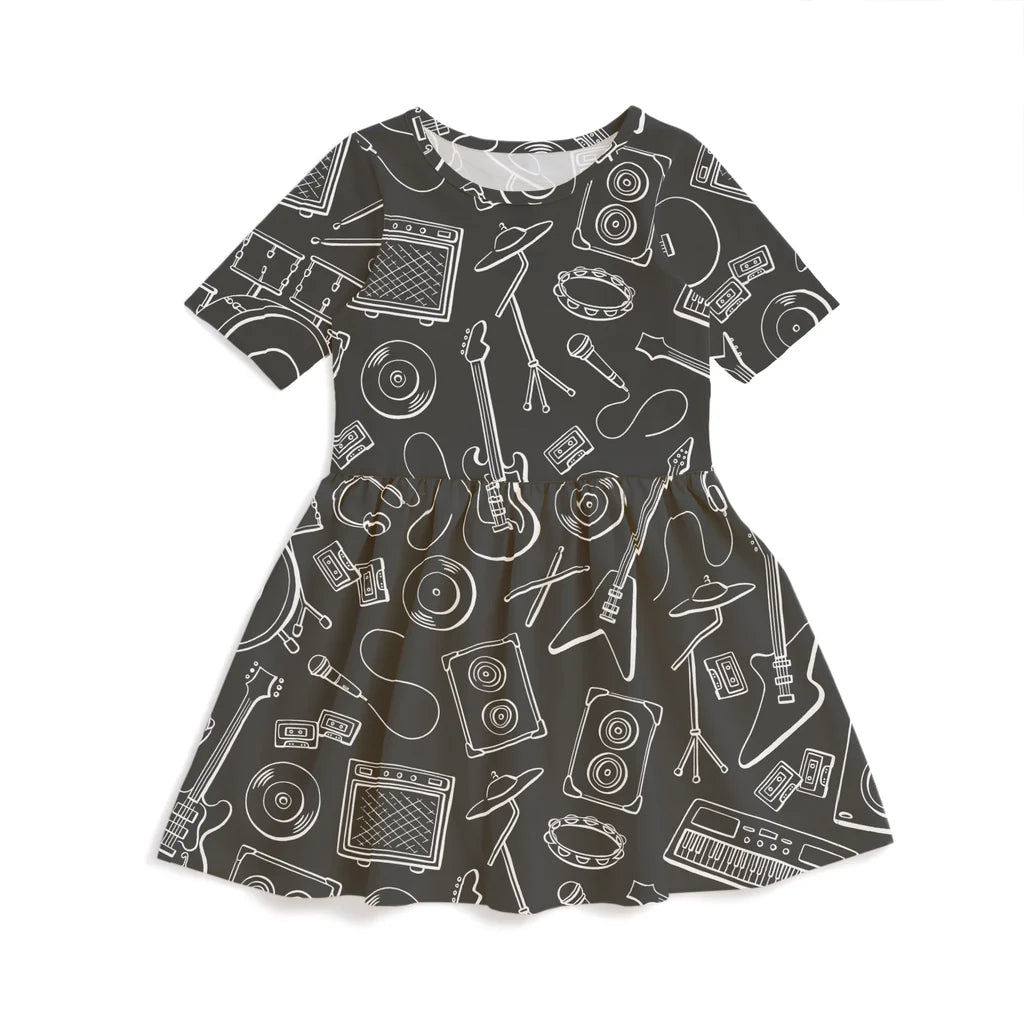 Alberta Dress, Rock Band Charcoal