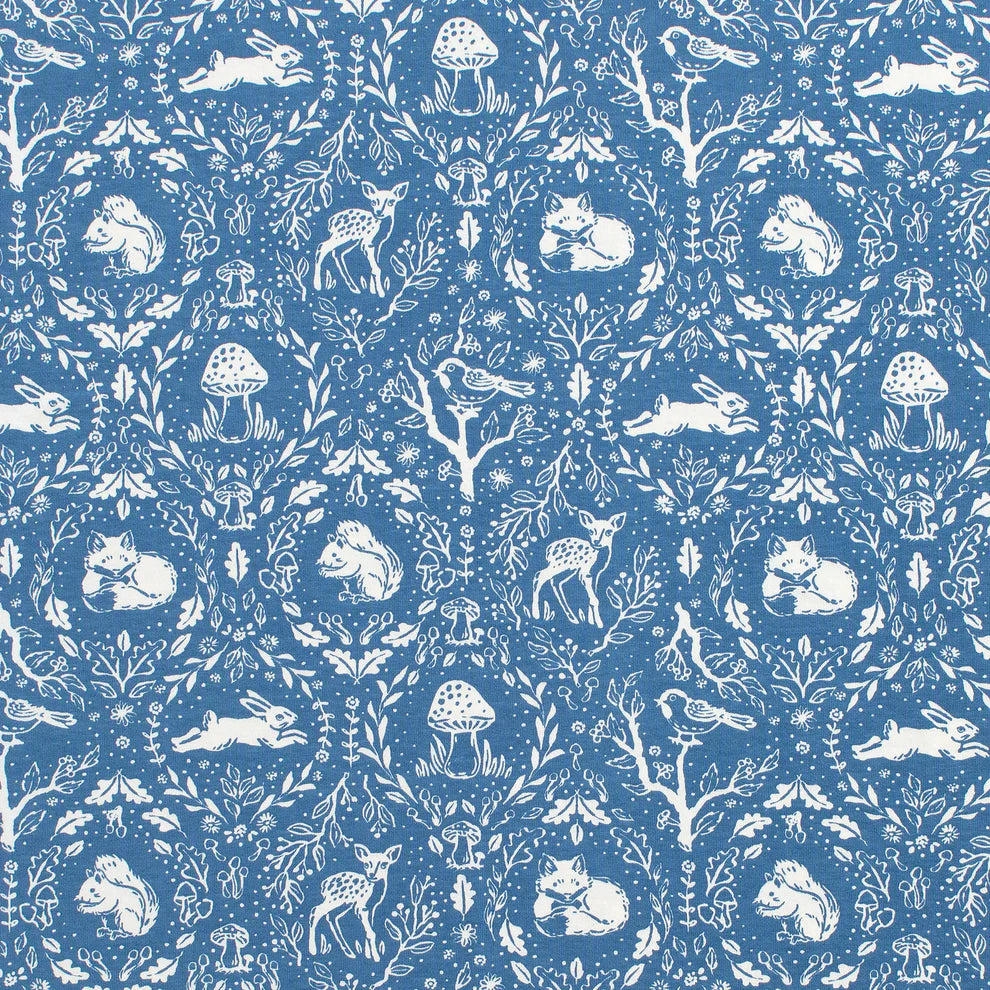 Knotted Baby Hat, Animal Tapestry Blue