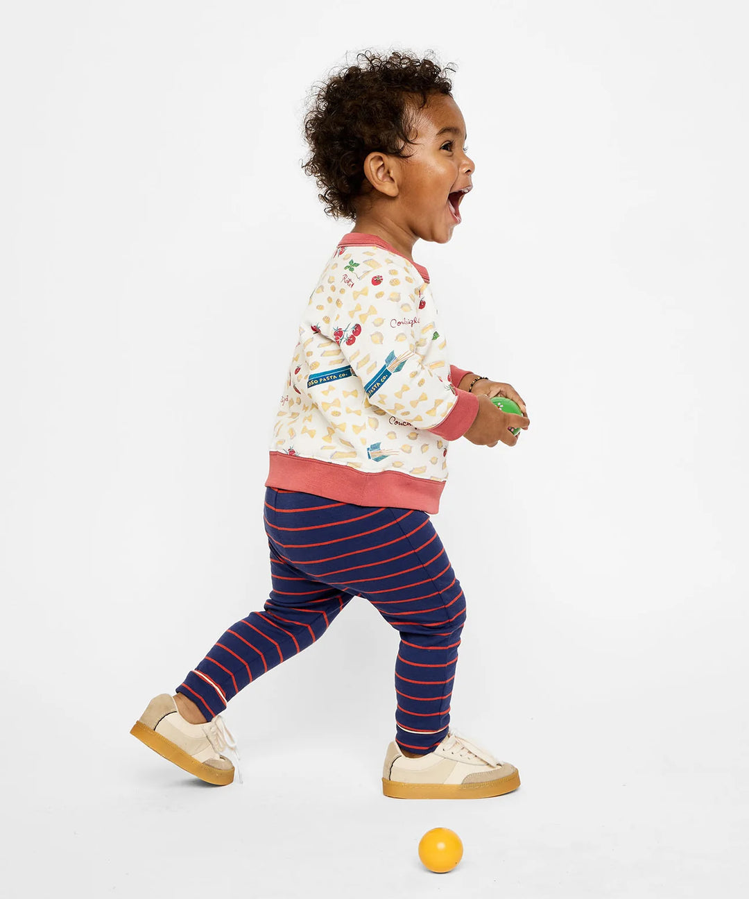 Andy Baby Legging, Navy Fine Stripe