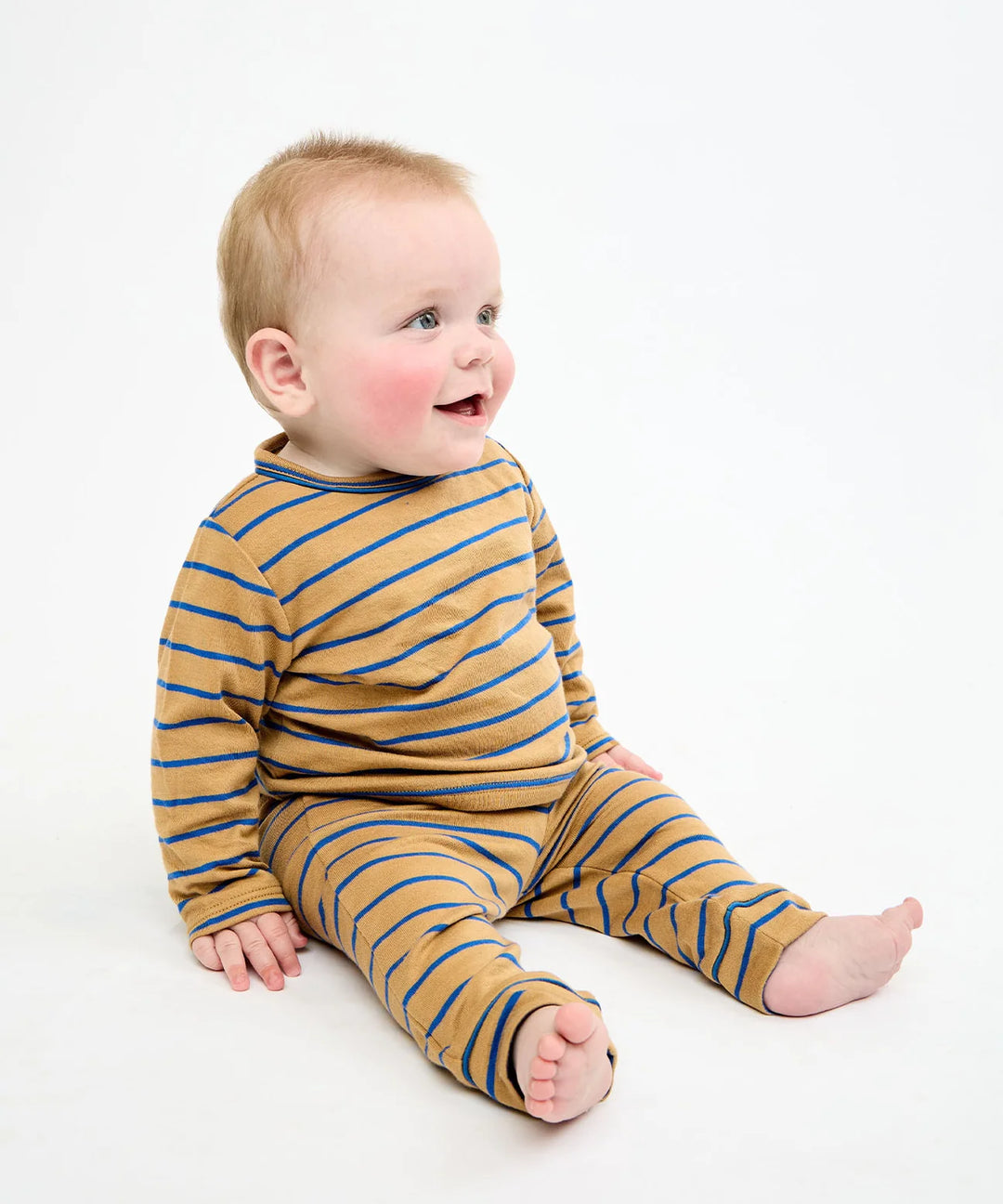 Edward Baby T-Shirt, Camel Fine Stripe