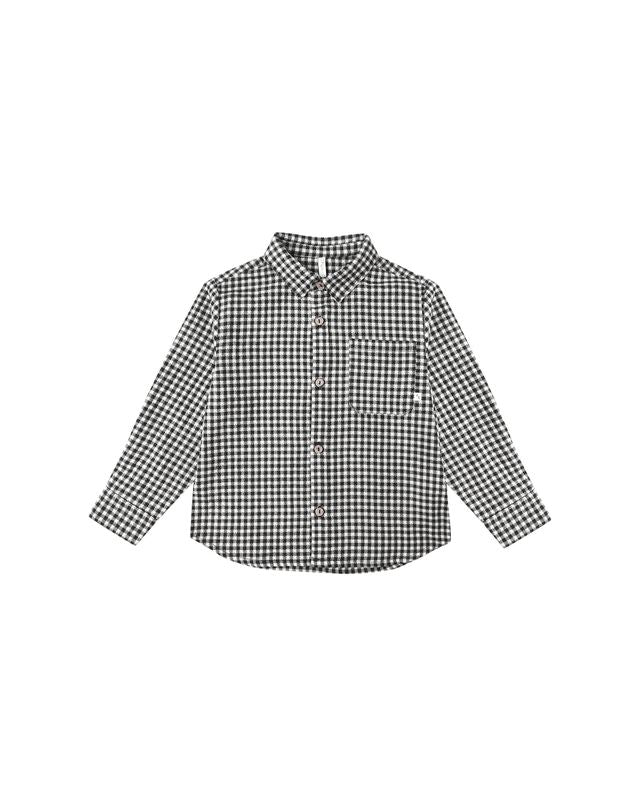 Collared L/S Shirt, Black Gingham