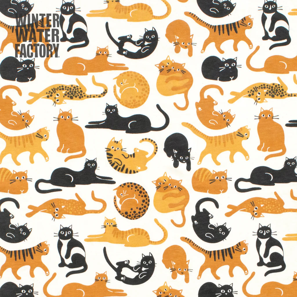 French Terry Blanket, Cat Friends Gold & Yellow