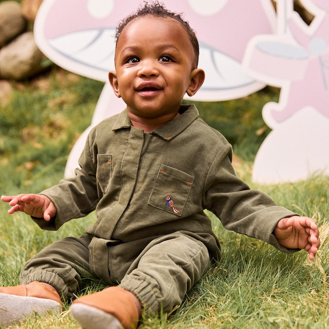 Corduroy Romper, Green