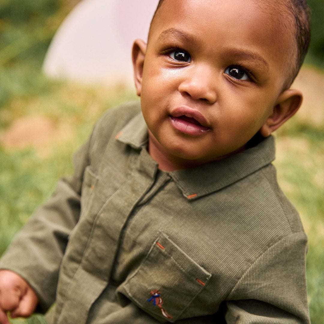 Corduroy Romper, Green