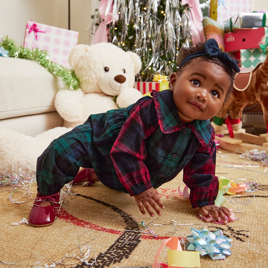 Girls Flannel Romper, Plaid