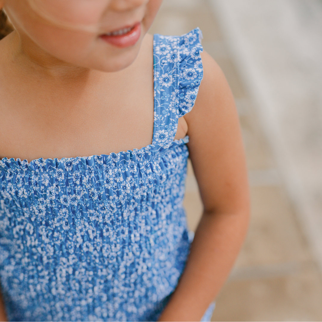 Smocked One Piece w/ Ruffle Skirt, Rosebay