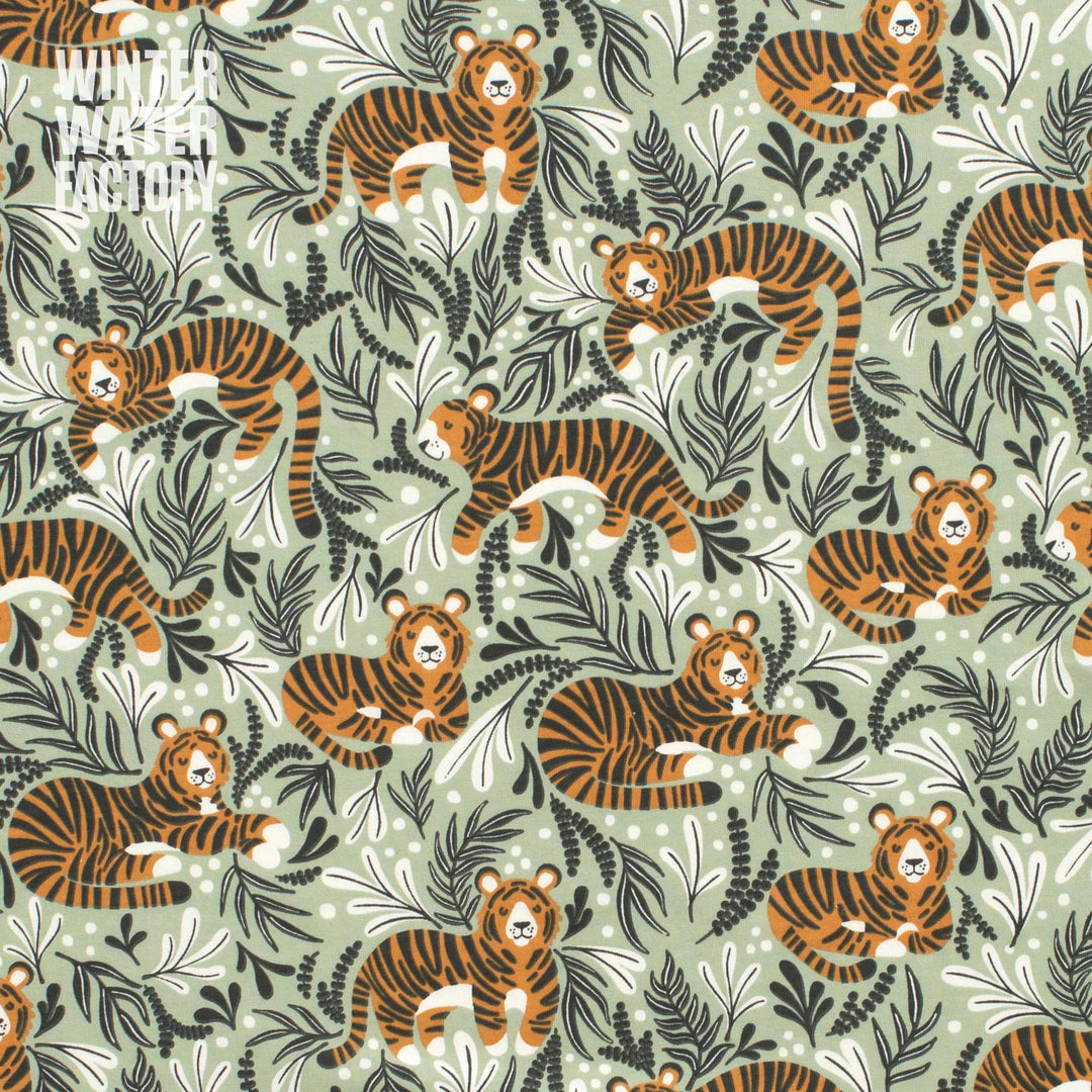 French Terry Blanket, Dreaming Tigers Green