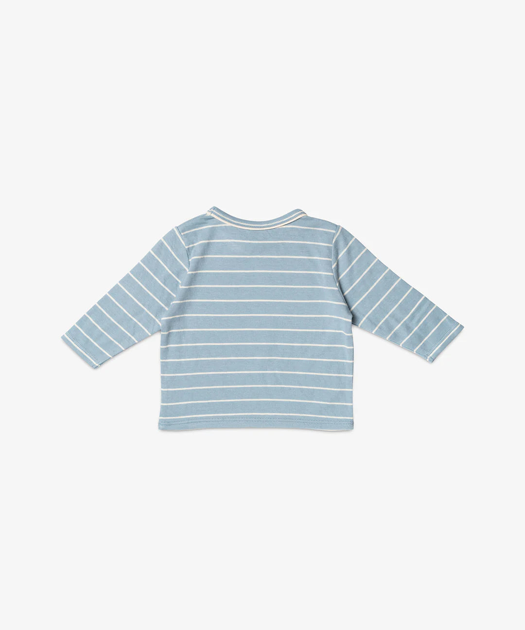 Edward Baby T-Shirt, Dusty Blue Fine Stripe