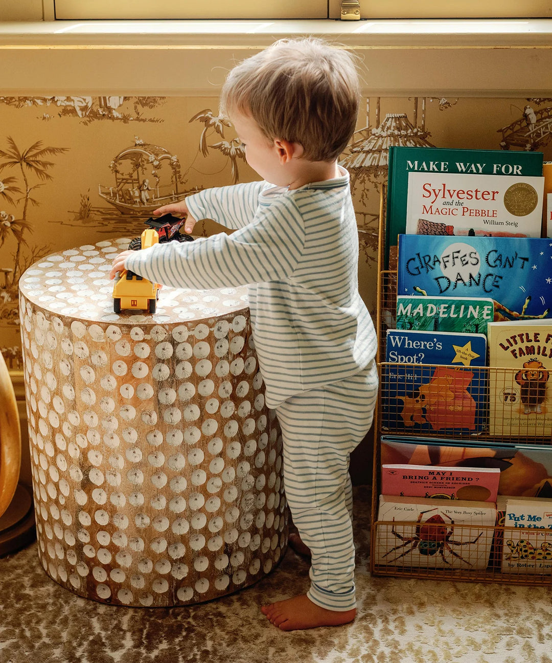 Edward Baby T-Shirt, Blue Mini Stripe