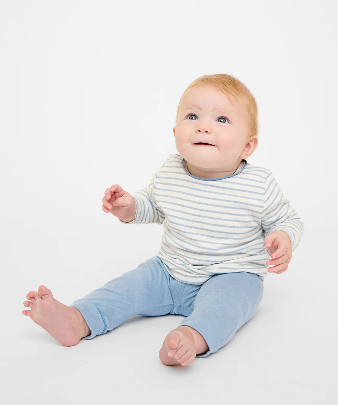 Edward Baby T-Shirt, Blue Mini Stripe