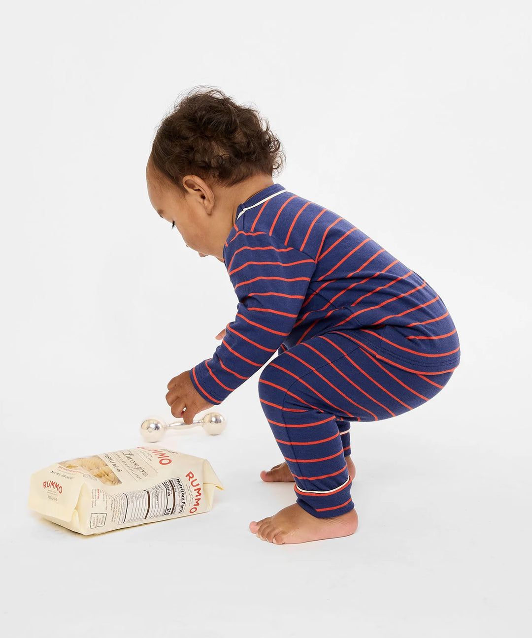 Edward Baby T-Shirt, Navy Fine Stripe